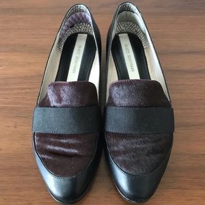 Matt Bernson Black and Syrah pony hair loafers